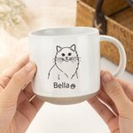 Personalizada Línea de Arte Estilo 1-3 Retratos de Mascotas 12 oz Taza de café de cerámica con nombre Hogar Oficina Drinkware Regalo de cumpleaños para el amante del animal doméstico