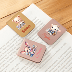 Personalisiertes magnetisches PU-Leder-Lesezeichen mit niedlichem Cartoon Tier Namen Schulstart Geburtstag Geschenk für Kinder Schüler Bücherwürmer