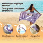 Personalisiertes Namen-Wortwolke Strandtuch mit Cartoon-Figur | schnelltrocknend | Badetuch | Reisezubehör | Sommerurlaub Geschenk für Familie Freunde