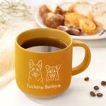 Personalizada Línea de Arte Estilo 1-3 Retratos de Mascotas 12 oz Taza de café de cerámica con nombre Hogar Oficina Drinkware Regalo de cumpleaños para el amante del animal doméstico