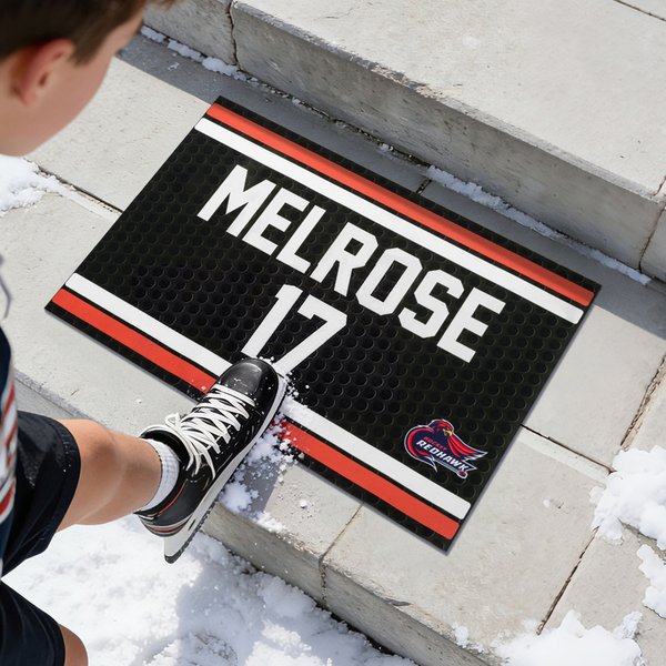 Personalisierte Anti-Rutsch-Hockey-Boden-Türmatte mit Name, Nummer und Logo Einweihungs-Geburtstagsgeschenk für Hockeyspieler