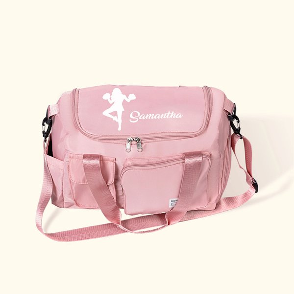 Personalisierte Reisetasche mit Cheerleader-Silhouette Namen und Schultergurt große Kapazität Geburtstag Cheerleader Geschenk für Damen Mädchen