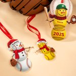 Personalized Cute Baseball Snowman Ornament with Name and Number Home Decor Christmas Gift for Friends Baseball Lovers