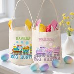 Personalizzato Carino Pulcino Coniglio Uova di Pasqua Treno Coniglietto Orecchie Cestino con Nome Caccia all'Uovo Accessori Regalo di Pasqua per Ragazzi Ragazze