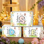 Personalizzato floreale coniglietto iniziale uovo di Pasqua biscotto scatola di latta con nome di stoccaggio accessori festa di Pasqua regalo per ragazzi ragazze
