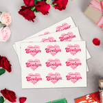 Personalized Romantic Heart Waterproof Stickers with Name and Text Gift Decor Happy Valentine's Day Wedding for Couple Women