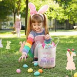 Personalizzato Carino Pulcino Coniglio Uova di Pasqua Treno Coniglietto Orecchie Cestino con Nome Caccia all'Uovo Accessori Regalo di Pasqua per Ragazzi Ragazze