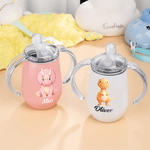 Spersonalizowany termiczny kubek niekapek z imieniem i uchwytem Cute Dinosaur 10 oz Baby Shower Birthday Gift for Toddlers Kids