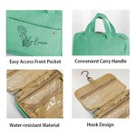 Gepersonaliseerde Geboortebloem Opvouwbare Opknoping Make-up Organiser Toilettas met Naam en Vier compartimenten Verjaardag Moederdag cadeau voor vrouwen