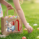 Gepersonaliseerde Paaseieren Schattige Konijnentote Tas met Initialen en Naam Eierenjacht Feest Paascadeau voor Jongens Meisjes