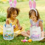 Personalizzato Carino Pulcino Coniglio Uova di Pasqua Treno Coniglietto Orecchie Cestino con Nome Caccia all'Uovo Accessori Regalo di Pasqua per Ragazzi Ragazze