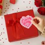 Gepersonaliseerde Roze Strik Hart Gelukkige Valentijnsdag Waterdichte Stickers met Naam Valentijnsdag Cadeau voor Paar Vrouw