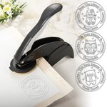 Spersonalizowany stempel do wytłaczania Cute Animals Design Ręczna czarna wytłaczarka z imieniem i torbą do przechowywania Urodzinowy prezent dla moli książkowych dla dzieci