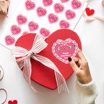 Gepersonaliseerde Roze Strik Hart Gelukkige Valentijnsdag Waterdichte Stickers met Naam Valentijnsdag Cadeau voor Paar Vrouw