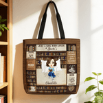 Personlig Cartoon Reading Character Stor Tote Bag med namn Daglig användning Resa Essential Födelsedag Jubileum Present för kvinnor