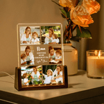 Personalised 6 Photos Acrylic LED Night Light with Name Text and Wooden Base  Birthday Anniversary Gift for Family Friends Couple