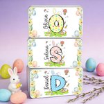 Personalizzato floreale coniglietto iniziale uovo di Pasqua biscotto scatola di latta con nome di stoccaggio accessori festa di Pasqua regalo per ragazzi ragazze