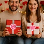 Gepersonaliseerde Roze Strik Hart Gelukkige Valentijnsdag Waterdichte Stickers met Naam Valentijnsdag Cadeau voor Paar Vrouw