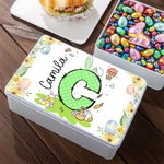 Personalizzato floreale coniglietto iniziale uovo di Pasqua biscotto scatola di latta con nome di stoccaggio accessori festa di Pasqua regalo per ragazzi ragazze