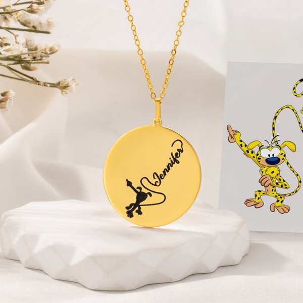 Personalised Long-Tailed Marsupilami Necklace with Name Dainty Jewellery Birthday Friendship Gift for Girls Women | Callie × Marsupilami®