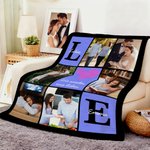 Personalisierte Fotocollage Decke mit 6 Fotos Namen und Liebesspruch weiche Kuscheldecke Wohndeko Valentinstag Jahrestag Geburtstag Geschenk für Paare