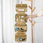 Gepersonaliseerde Geboortebloem Opvouwbare Opknoping Make-up Organiser Toilettas met Naam en Vier compartimenten Verjaardag Moederdag cadeau voor vrouwen