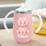 Gepersonaliseerde schattige dinosaurus 10 oz thermisch geïsoleerde drinkbeker met naam en handvat Baby Shower verjaardagscadeau voor peuters kinderen