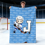 Couverture personnalisée avec nom et numéro pour les joueurs de hockey sur glace. Cadeau pour les fans de hockey sur glace.