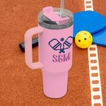 Gobelet Isotherme Personnalisé avec Monogramme Bicolore à Motif Pickleball Tumbler de Grande Capacité Cadeau Anniversaire pour Amateur de Pickleball