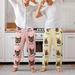Pantalones de pijama personalizados con foto de mascota estampado multicolor y nombre regalo de cumpleaños para amantes de las mascotas y la familia