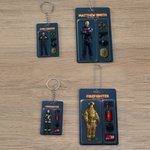 Gepersonaliseerde foto 3D-effect Cartoon brandweerman politie acryl sleutelhanger met afdeling positie en naam verjaardagscadeau voor brandweerman politie