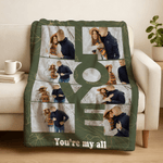 Spersonalizowany miękki koc z tekstem Love 10 Photos Home Decor Walentynkowy prezent urodzinowy dla pary