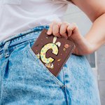 Portafoglio personalizzato in pelle PU con nome e orecchie di coniglio pasquale, regalo di Pasqua per ragazze