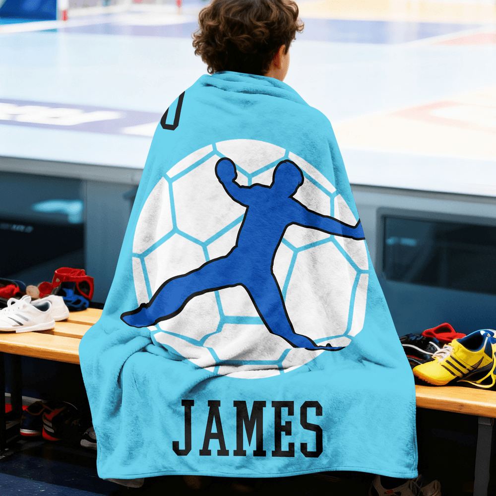 Personalisierte weiche Decke mit Handballspieler-Motiv Namen und Nummer Zimmer Deko Geburtstagsgeschenk für Handball-Enthusiasten 4