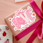 Personalized Love Bow Heart Pink Sticker with Text Daily Use Valentine's Day Gift for Girlfriend Wife