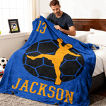 Couverture douce personnalisée avec silhouette nom et numéro - Cadeau d'anniversaire pour passionné de sport 2