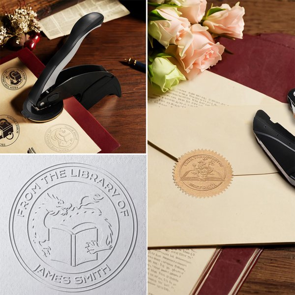 Personalised Fantasy Book Dragon Embossing Stamp Hand-held Embosser with Title and Name Birthday Book Club Gift for Bookworms