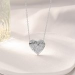 Personalized Heart-Shaped Photo Bright Shine Zircon Necklace Dainty Jewellery Birthday Anniversary Valentine's Day Gift for Women