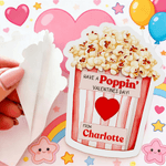 Personalised Have A Poppin Valentines Day Popcorn Design Waterproof Stickers with Name Class Exchange Party Favors Valentine's Day Gift for Couple Kid