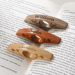 Personalised Handmade Natural Walnut Birth Flower Book Page Holder with Engraved Name Reading Accessories Birthday Gift for Book Lovers Bookworms