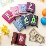 Portafoglio personalizzato in pelle PU con nome e orecchie di coniglio pasquale, regalo di Pasqua per ragazze
