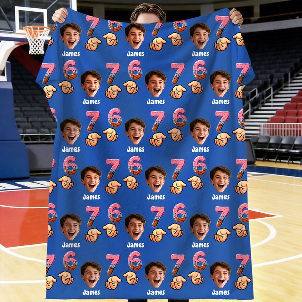 Personlig Sex Sju 67 Meme Basket Fotboll Ansikte Foto Mjuk kasta filt med namn heminredning födelsedagspresent för vän tonåring