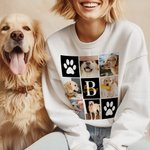 Personalised Paw Print Pet Photos Multicolor Kid Adult T-shirt Sweatshirt with Names and Initials Birthday Gift for Pet Lovers Owners