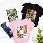 Personalised Paw Print Pet Photos Multicolor Kid Adult T-shirt Sweatshirt with Names and Initials Birthday Gift for Pet Lovers Owners
