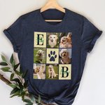 Personalised Paw Print Pet Photos Multicolor Kid Adult T-shirt Sweatshirt with Names and Initials Birthday Gift for Pet Lovers Owners