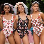 Personalized Funny Face Photo Women Swimsuit Beach Essential Summer Vacation Birthday Pool Party Gift for Women