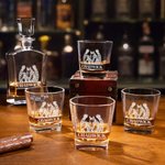 Personalized Engraved Horseshoes Horse Name Whiskey Decanter 2 Glasses Set Bar Accessory Birthday Gift for Men Whiskey Lovers