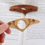 Personalised Handmade Natural Walnut Birth Flower Book Page Holder with Engraved Name Reading Accessories Birthday Gift for Book Lovers Bookworms