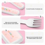 Personalised Cute Cartoon Animal Kid's Knife Fork Spoon 3 Pcs Cutlery Set with Name and Case Daily Use Birthday Gift for Kids