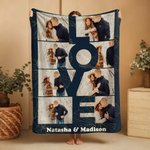 Spersonalizowany miękki koc z tekstem Love 10 Photos Home Decor Walentynkowy prezent urodzinowy dla pary